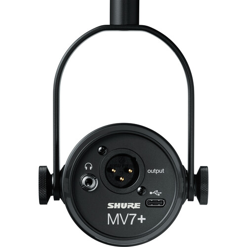 מיקרופון דינמי  לפודקאסטים Shure MV7+ עם חיבור XLR ו-USB